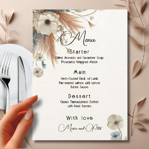 Menu Boho Fall Flowers Casamento