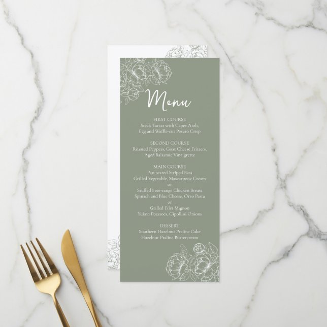 Menu Boho Floral Boho Verde de Sagem Dupla Bebida Flora (Frente/Verso In Situ)