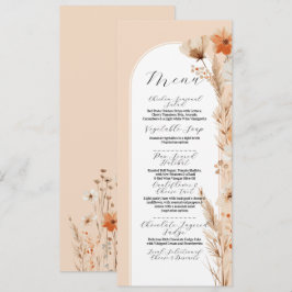 Menu Boho Floral Peach Bohemian Flowers Casamento