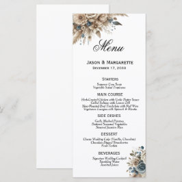 Menu Boho Grama das Pampas Florais Azul Empoeirado Mode