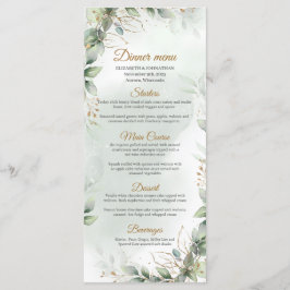 Menu Boho greenery eucalyptus foliage gold frame