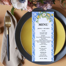 Menu Boho Lemon Blue Mediterranean azulejo - Casamento 