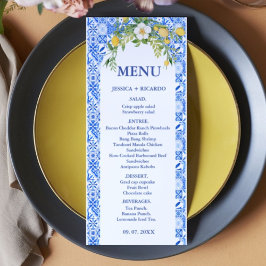 Menu Boho Lemon Blue Mediterranean azulejo - Casamento 