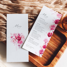 Menu Boho Magenta - Casamento Elegante Floral Quente Ro