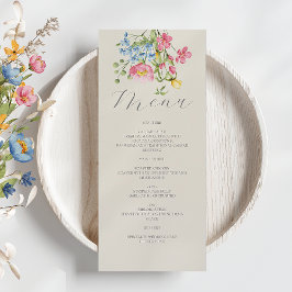 Menu Boho Marfim Floral Casamento de Flores Silvestres