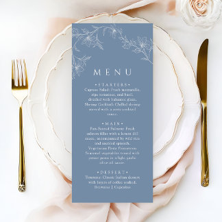 Menu Boho Minimalist Dusty Blue Wedding Dinner