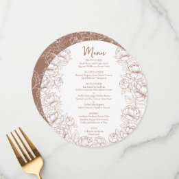 Menu Boho Mocha Mousse Casamento Moderno Floral Arredon