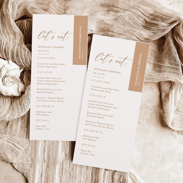 Menu Boho Neutral Terthy Toned Beige Wedding (Criador carregado)