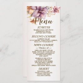 Menu Boho Pink Flowers de Watercolor Boho Elegante