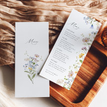 Menu Boho Primavera Wildflower Elegant Garden