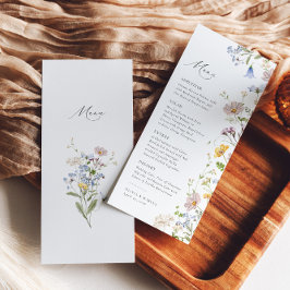 Menu Boho Primavera Wildflower Elegant Garden