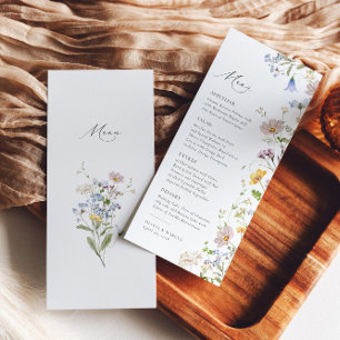 Menu Boho Primavera Wildflower Elegant Garden