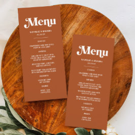 Menu Boho Retro 70s Terracotta Wedding