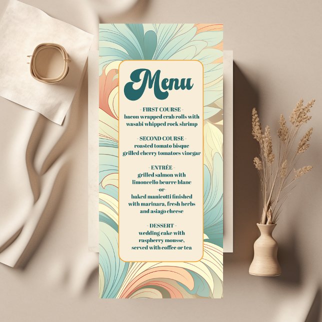 Menu Boho Retro Casamento Floral Colorido (Criador carregado)