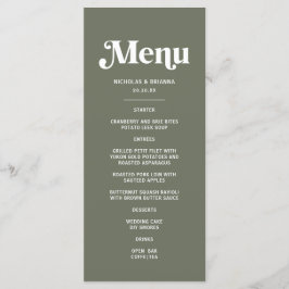Menu Boho Retro Sage Green Wedding