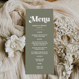 Menu Boho Retro Sage Green Wedding