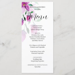 Menu Boho Rosa Floral Aquarela Pintado à Mão