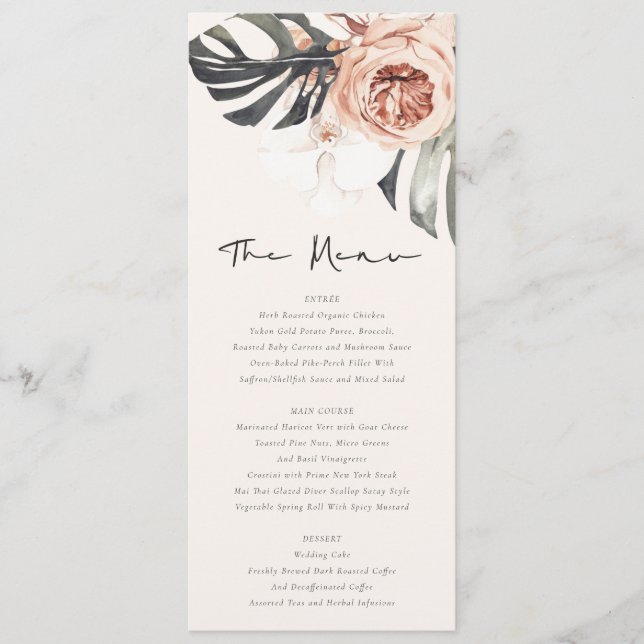 MENU BOHO RUST MONSTRERA FLORAL WATERCOLOR WEDDING (Frente)