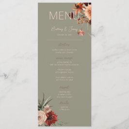 Menu Boho Rust Neutral Fall Floral Sage Casamento Verde