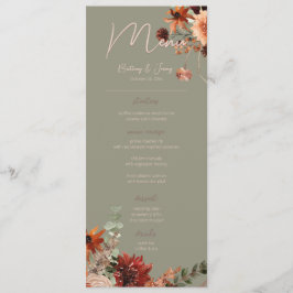 Menu Boho Rust & Neutral Fall Floral Sage Green Script