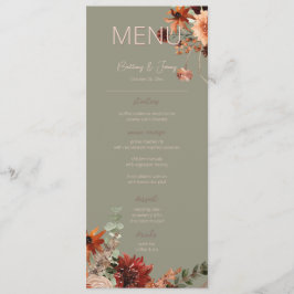 Menu Boho Rust & Neutral Fall Floral Sage Impressão Ver