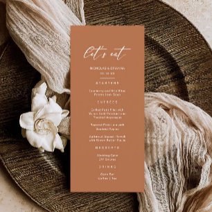 Menu Boho Rust Queimou Orange Terracotta Casamento