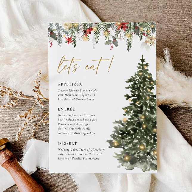Menu Boho Rustic Christmas Pine Tree Casamento (Criador carregado)