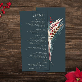 Menu Boho Rústico Elegante Pampas & Verde Pinheiro Bege