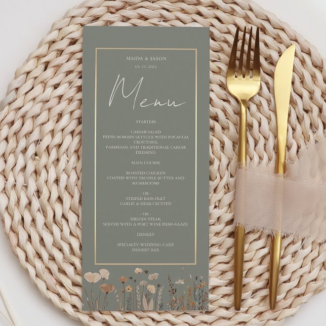 Menu Boho Sage Green Wedding (Criador carregado)