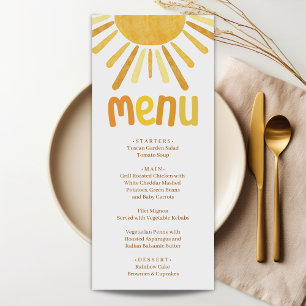 Menu Boho Sunshine Chá de fraldas Amarelo