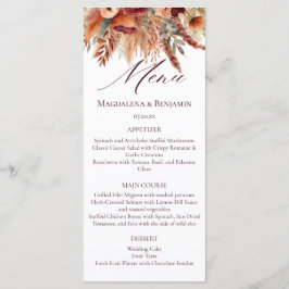 Menu Boho Terracota Florais de Outono Grama Pampas Seca