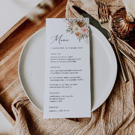 Menu Boho Terracotta Casamento Floral Elegante