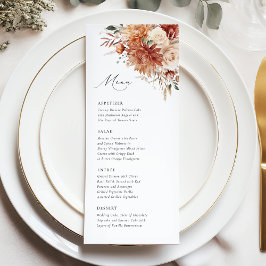 Menu Boho Terracotta Dahlia Rosa Elegante Casamento