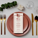 Menu Boho Terracotta Fall Janta Casamento de Buquê Flor<br><div class="desc">Um rico cai no outono de marfim beige terracotta queimou laranja no menu janto de casamento floral. Que apresenta as flores queimadas de laranja e creme-bege de marfim como peônia e buquê de folhas de outono.</div>