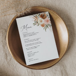 Menu Boho Terracotta Floral 5 x 7 Casamento