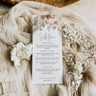 Menu Boho Terracotta Floral Wedding