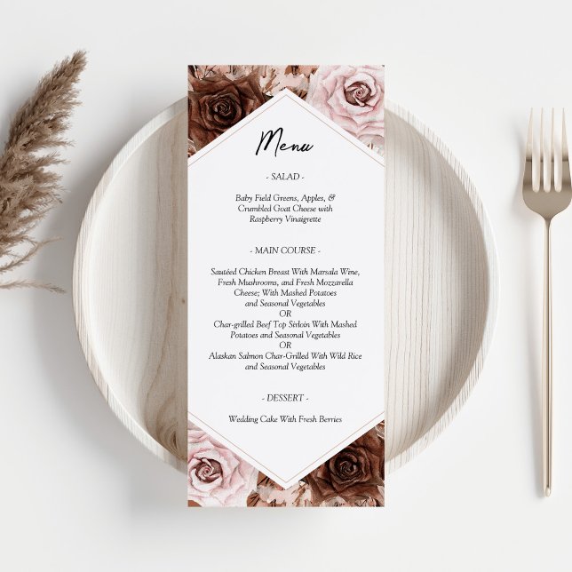 Menu Boho Terracotta Floral Wedding (Criador carregado)