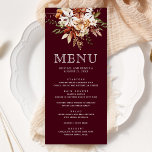 Menu Boho Terracotta Floral Wildflower Burgundy Casamen<br><div class="desc">Menu elegante com lindas flores silvestres rústicas e tipografia moderna.</div>