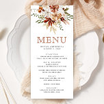 Menu Boho Terracotta Floral Wildflower White Weding<br><div class="desc">Menu elegante com lindas flores silvestres rústicas e tipografia moderna.</div>