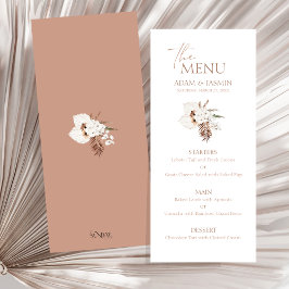Menu Boho Terracotta Pampas Grass Orchid Casamento