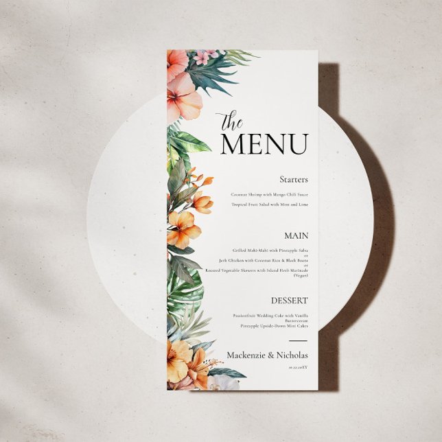 Menu Boho Tropical Floral Wedding (tropical wedding food menu)
