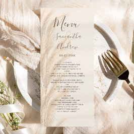 Menu Boho verão pampas gramíneas d'água casamento