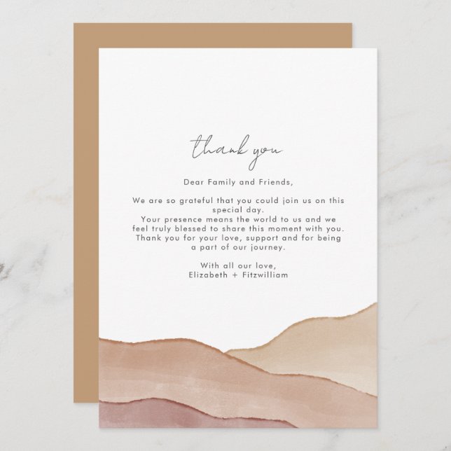 Menu Boho Watercolor Abstrato | Gentle Fawn (Frente/Verso)