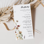 Menu Boho Wedding<br><div class="desc">Este na moda e elegante menu de casamento contém lindas flores silvestres de cor d'água pintadas manualmente,  organizadas como um buquê adorável perfeito para primavera,  verão ou casamentos outono. Encontre itens correspondentes na Coleção de Casamentos de Flores Selvagens de Branca.</div>