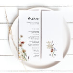 Menu Boho Wedding<br><div class="desc">Este na moda e elegante menu de casamento contém lindas flores silvestres de cor d'água pintadas manualmente,  organizadas como um buquê adorável perfeito para primavera,  verão ou casamentos outono. Encontre itens correspondentes na Coleção de Casamentos de Flores Selvagens de Branca.</div>
