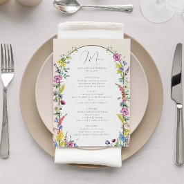 Menu Boho Wildflower Arch Wedding