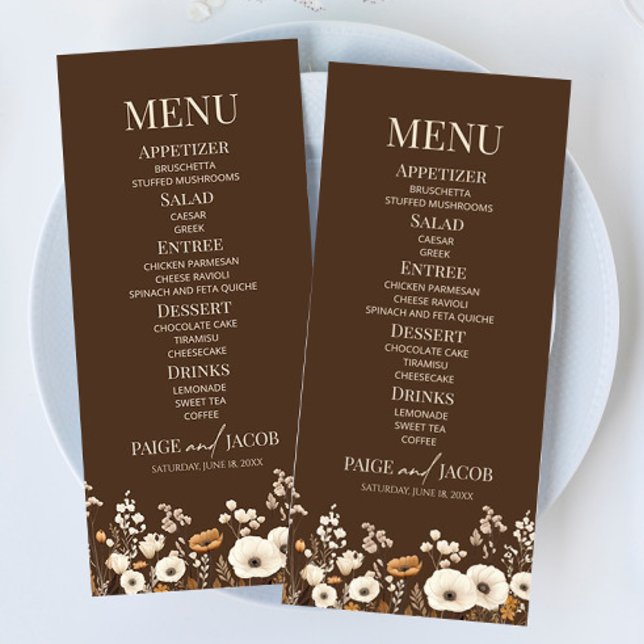 Menu Boho Wildflower Fllower Floral Casamento (Criador carregado)