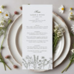 Menu Boho Wildflower Olive Weding Elegante<br><div class="desc">Elegante Boho Wildflower Olive Menu</div>