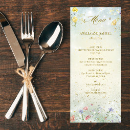 Menu Boho Wildflower Rustic Green Wedding