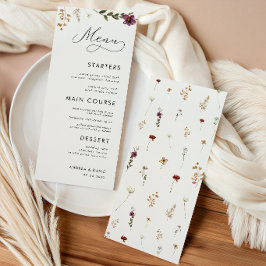 Menu Boho Wildflowers Marfim Creme Casamento Três Prato
